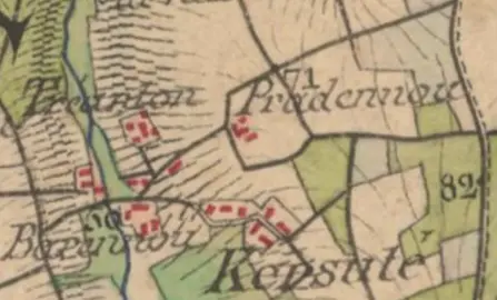 Plan — Pradennou, 1820-1866 : Carte d'état major